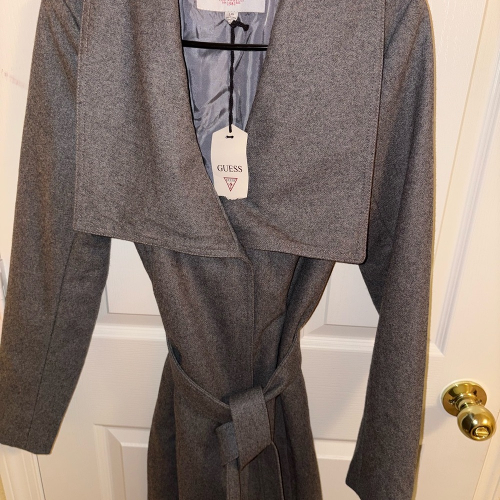 GUESS Women's Gray Belted Coat